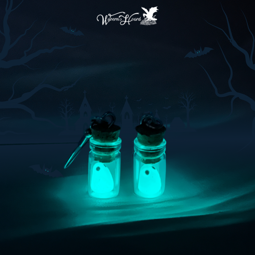 Ghost in the Bottle Glow in the Dark Earrings