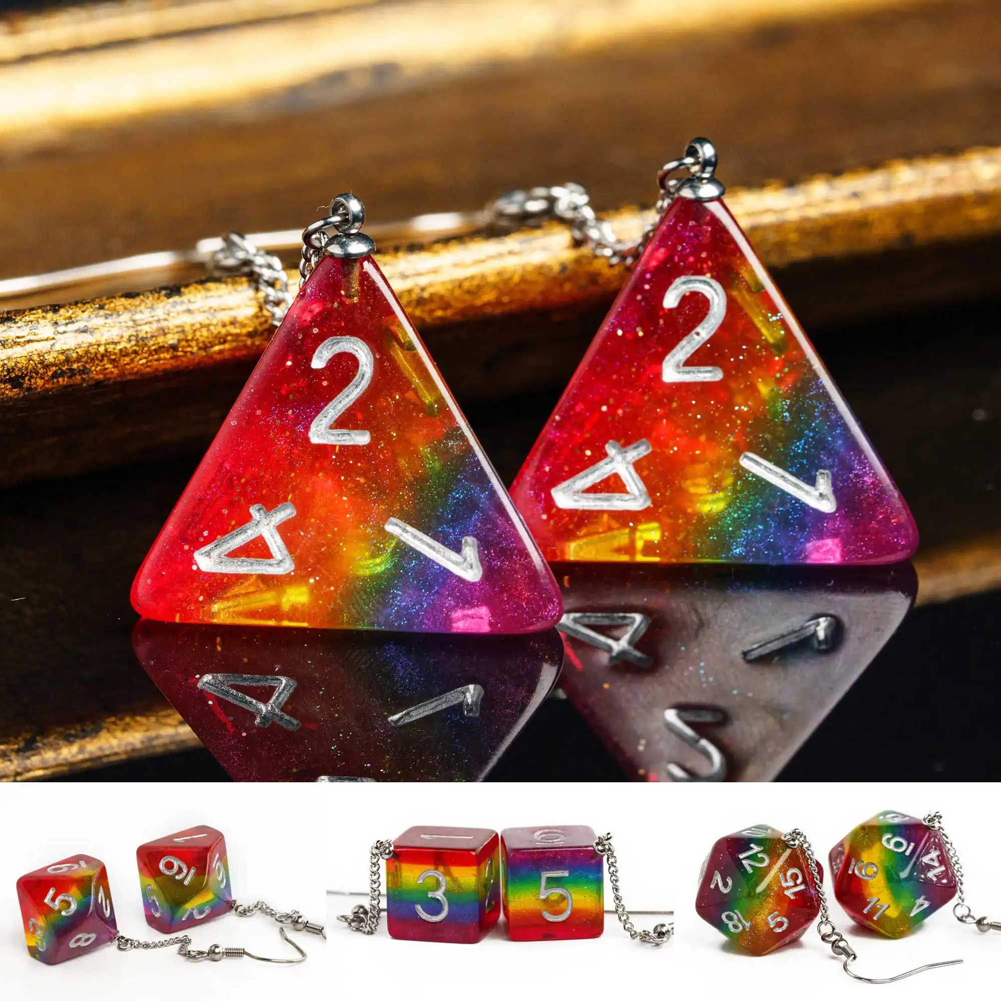 Rainbow Dice Earrings