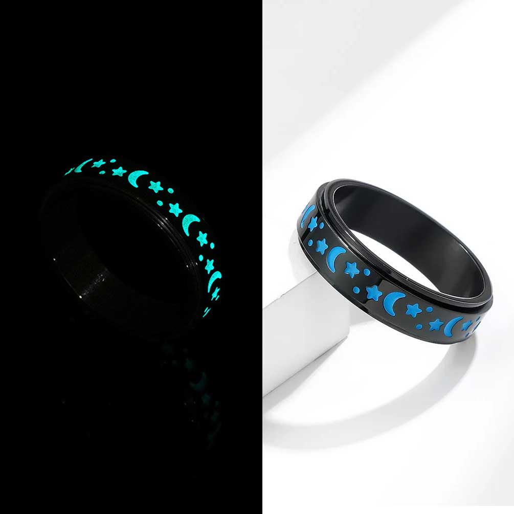 Moon & Stars Glow in the Dark Spinner Rings