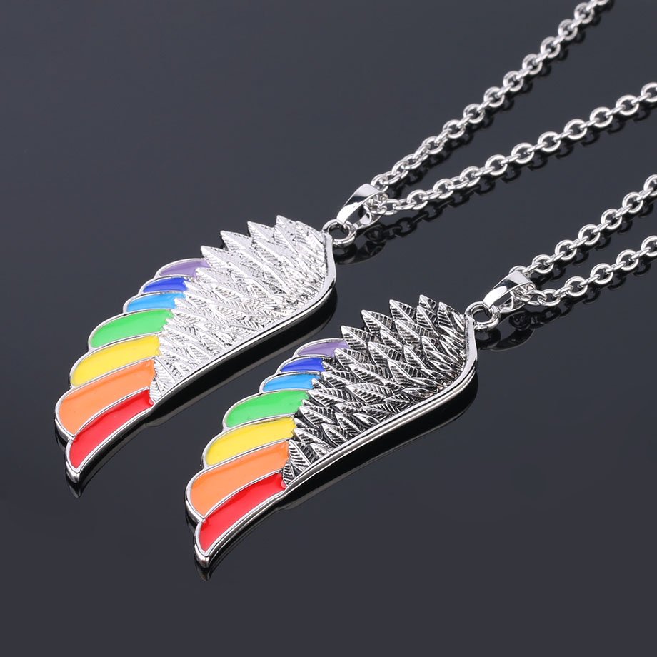 Rainbow Angel Wing Necklace