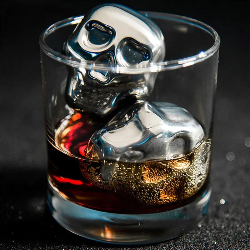 Stainless Steel Skull Ice Cubes (set of 5)