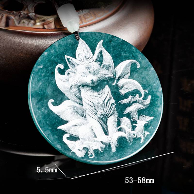 Shadow Carved  Nine-Tail Fox Necklace