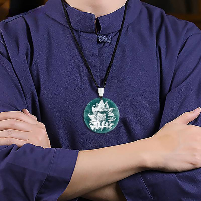 Shadow Carved  Nine-Tail Fox Necklace