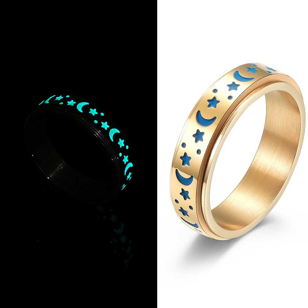 Moon & Stars Glow in the Dark Spinner Rings