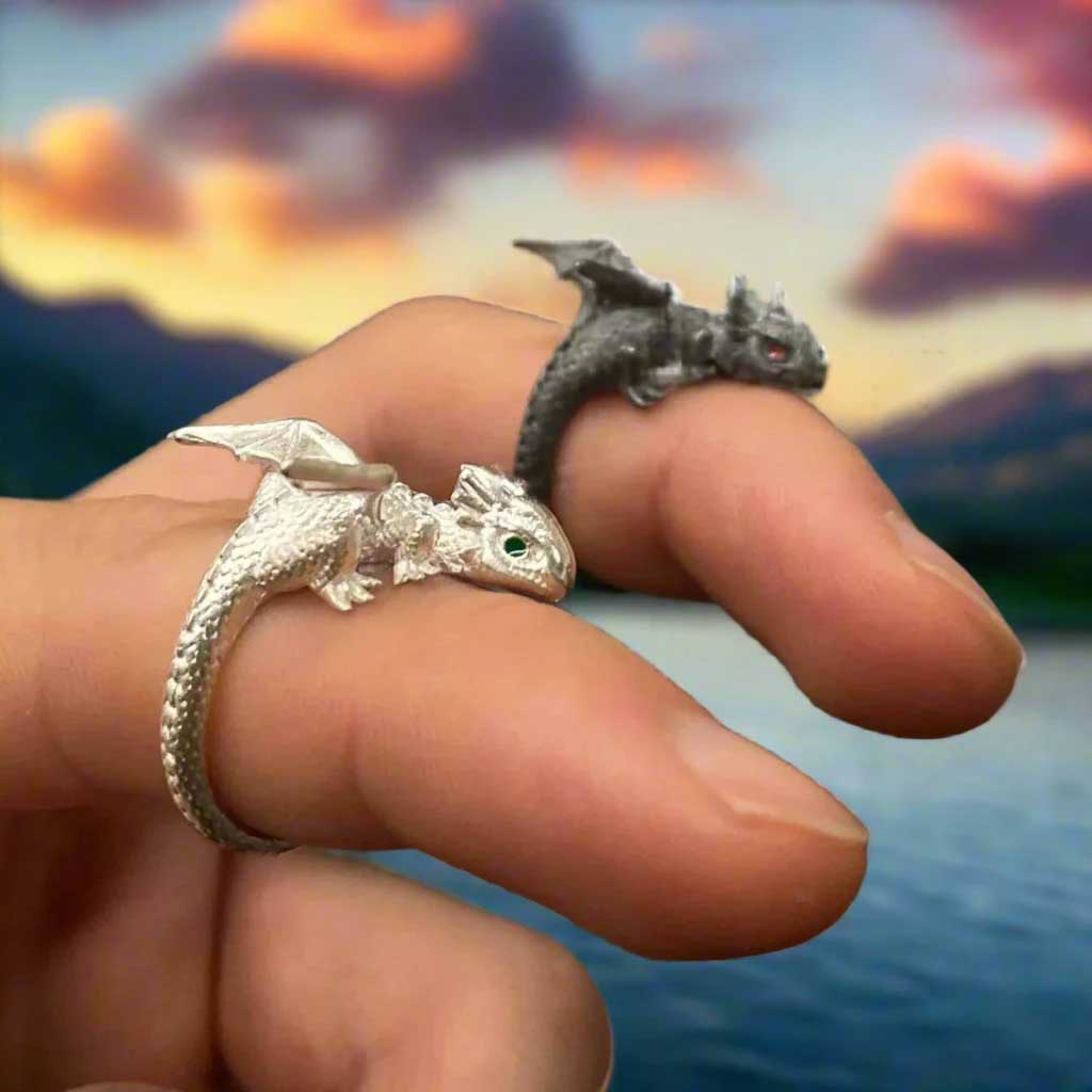 Perching Baby Dragons Rings