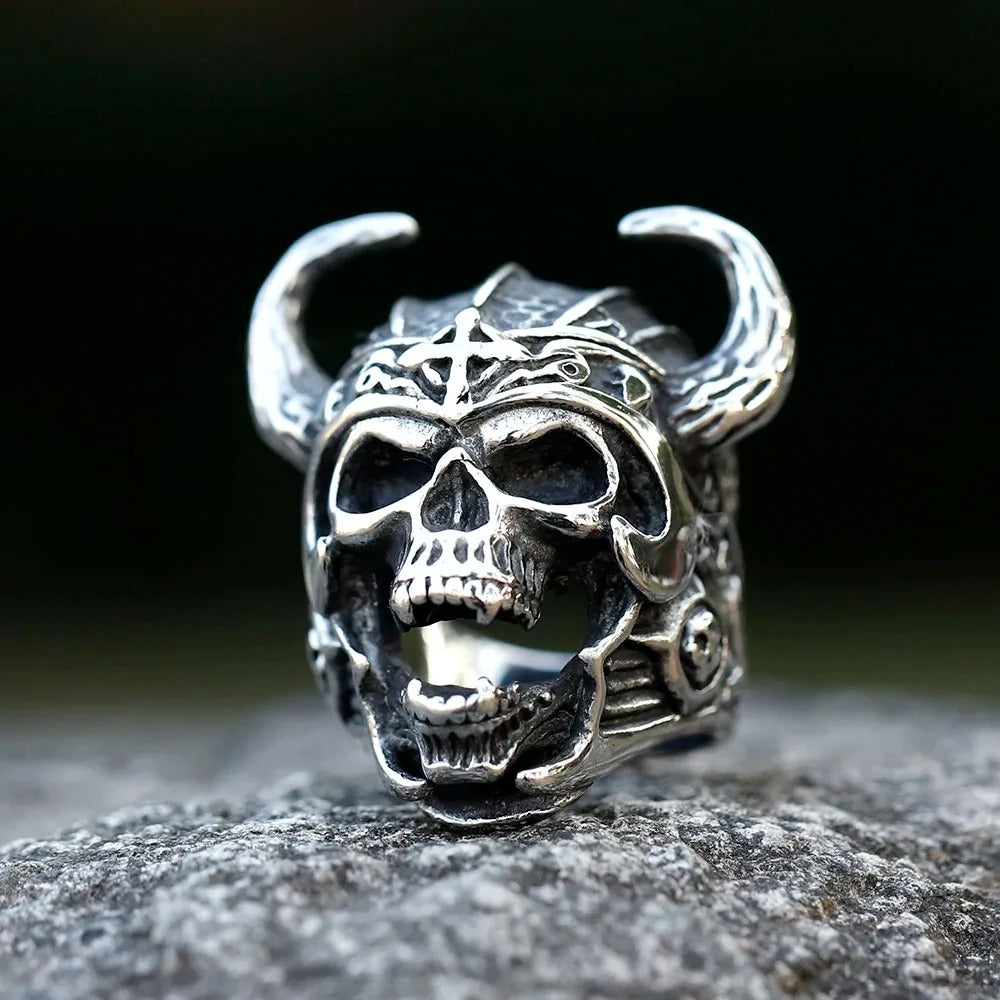 Laughing Viking Skull Ring