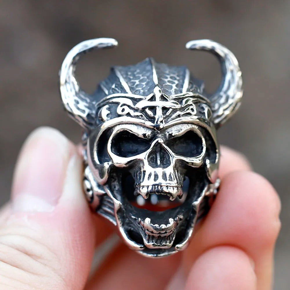 Laughing Viking Skull Ring