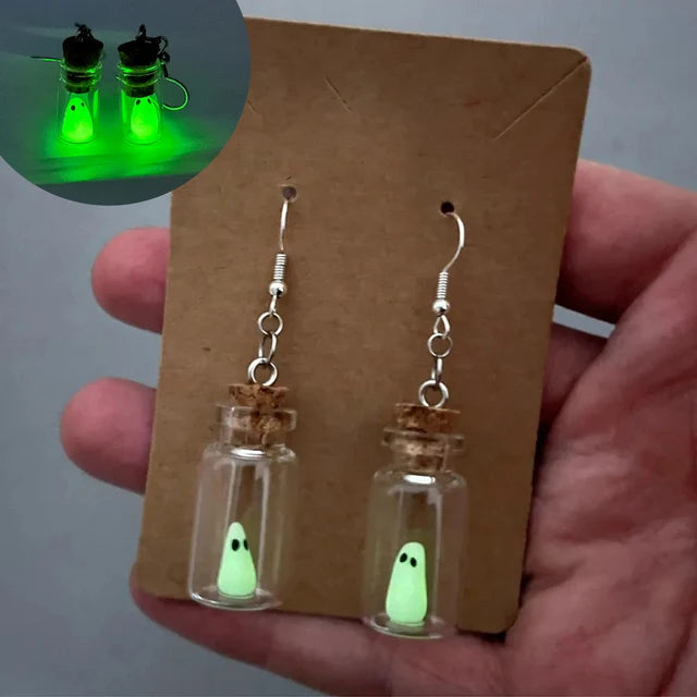 Ghost in the Bottle Glow in the Dark Earrings