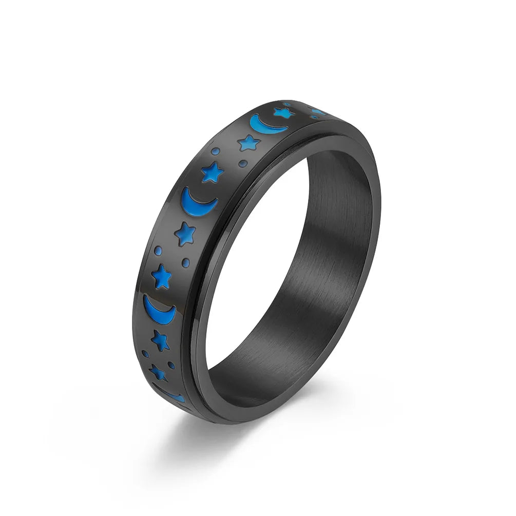 Moon & Stars Glow in the Dark Spinner Rings