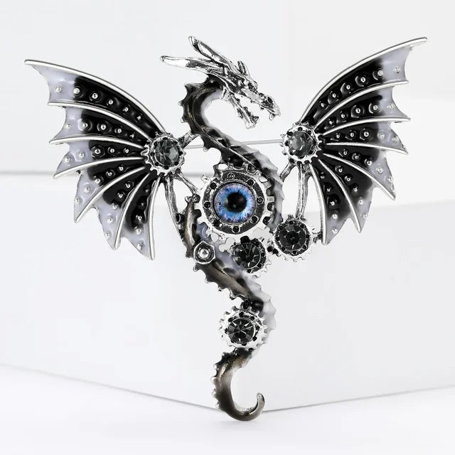 Mechanical Wyvern Rhinestone Brooch & Pendant