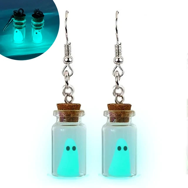 Ghost in the Bottle Glow in the Dark Earrings