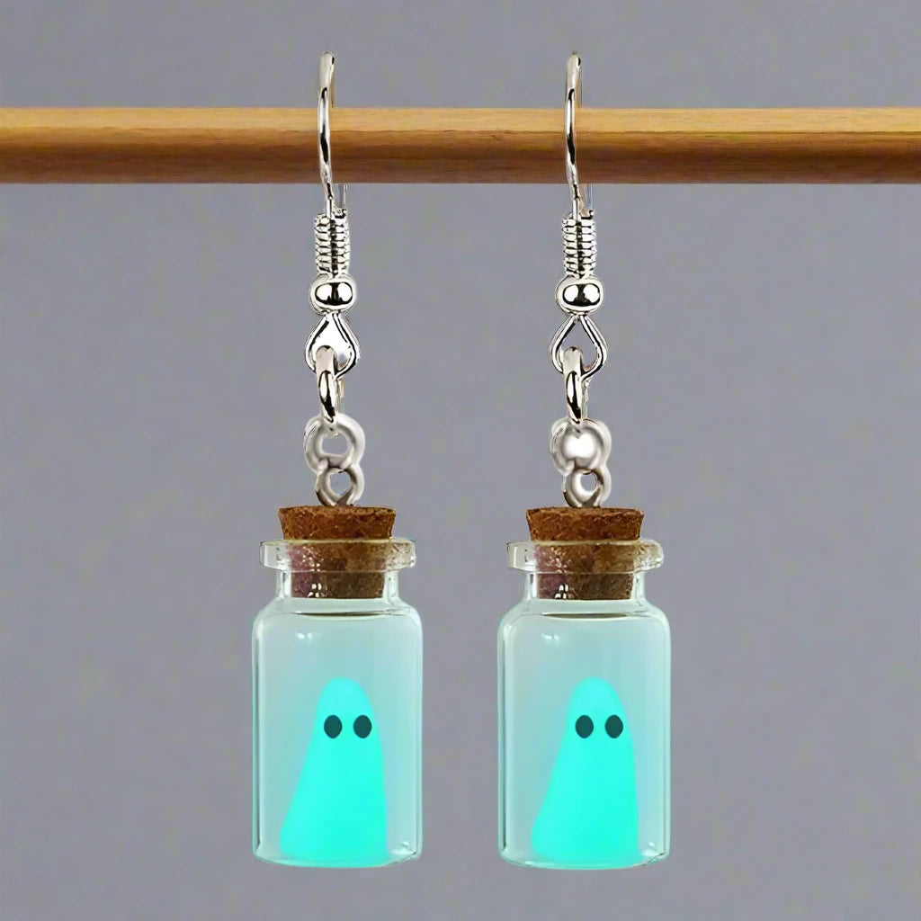 Ghost in the Bottle Glow in the Dark Earrings