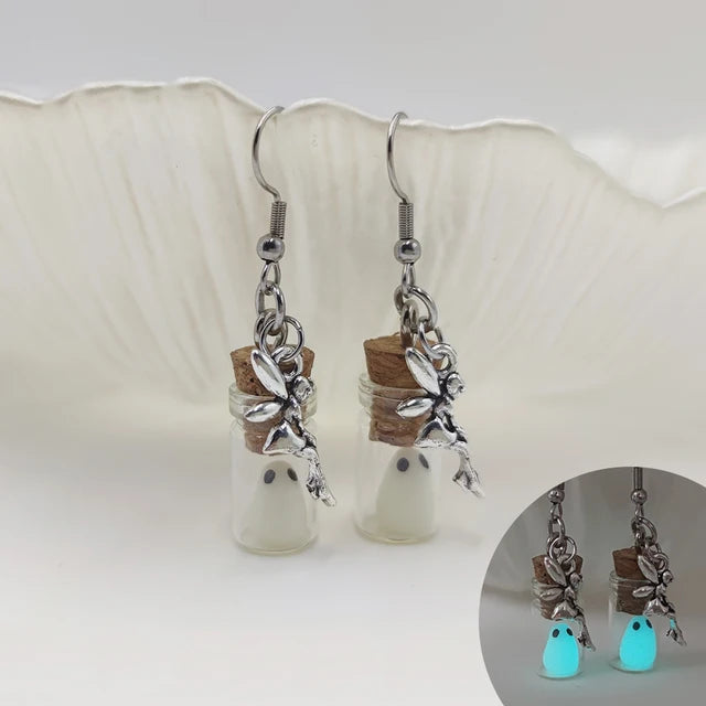 Ghost in the Bottle Glow in the Dark Earrings