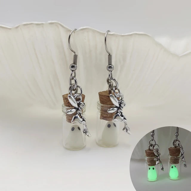 Ghost in the Bottle Glow in the Dark Earrings