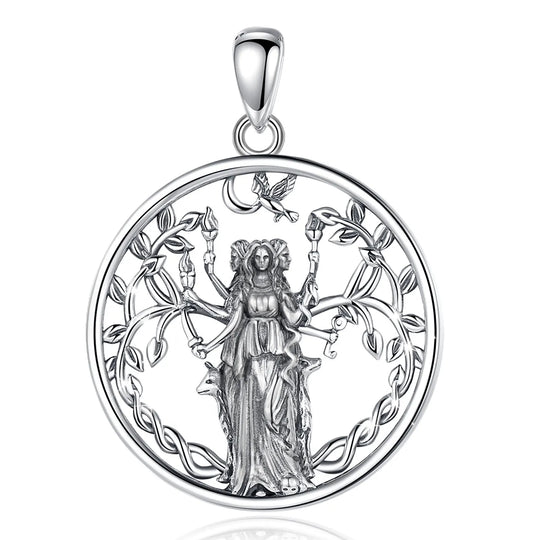 Triple Moon Goddess Sterling Silver Necklace – Wyvern's Hoard