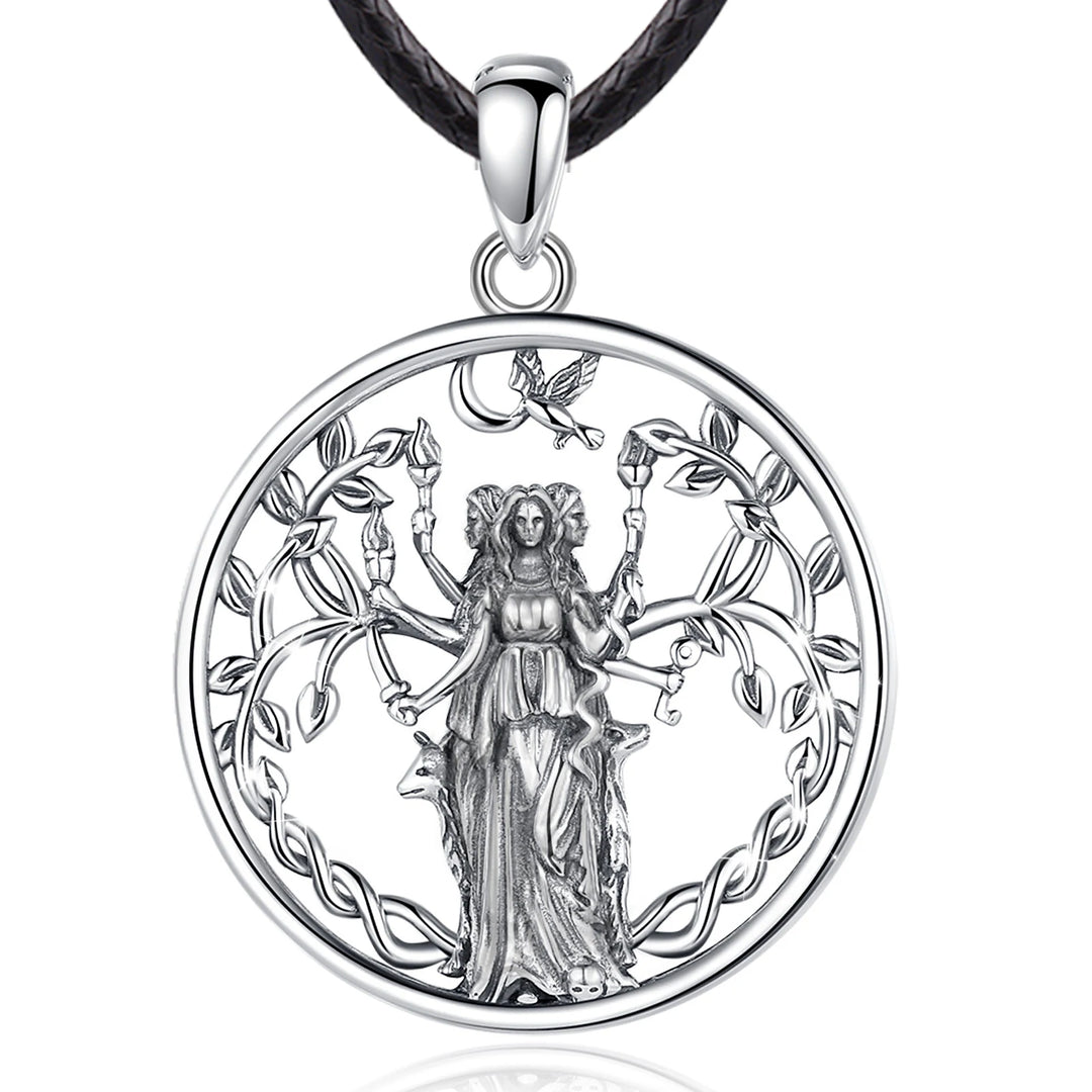 Triple Moon Goddess Sterling Silver Necklace