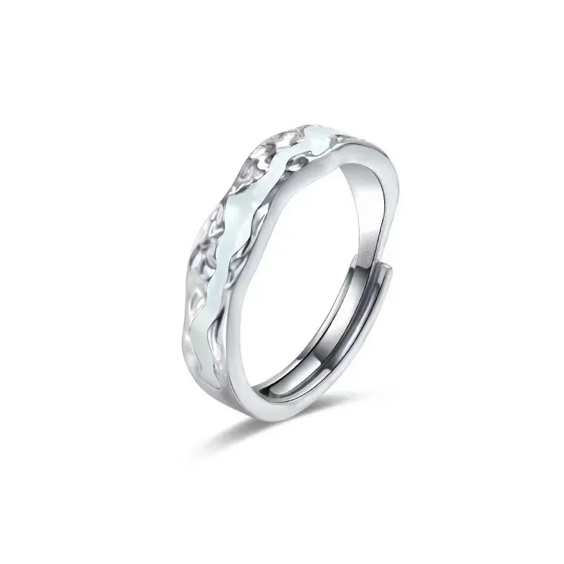 Starry Ocean Glow in the Dark Adjustable Couple Rings