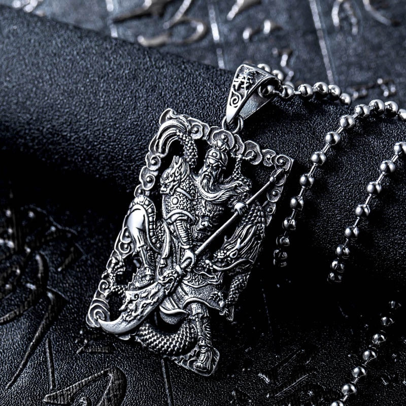 God of War Obsidian & Stainless Steel Necklace