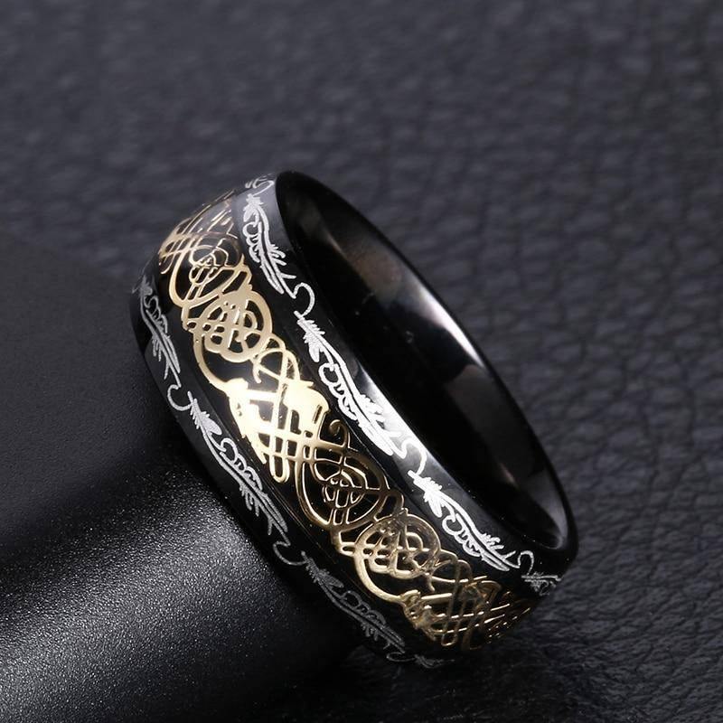 Gilded Celtic Dragon Ring - Wyvern's Hoard
