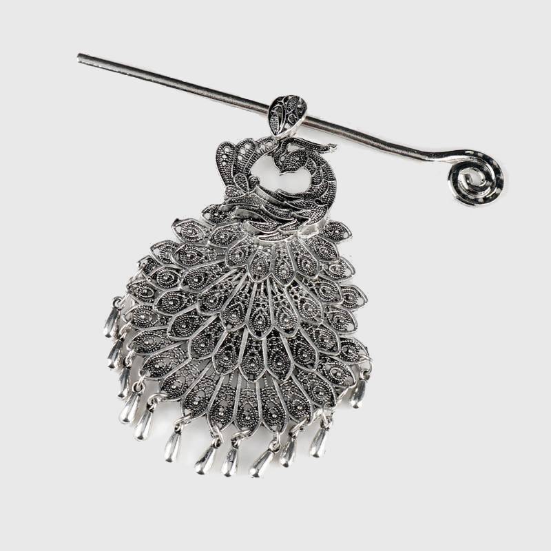 Peacock Hair Stick Barrette - Wyvern's Hoard