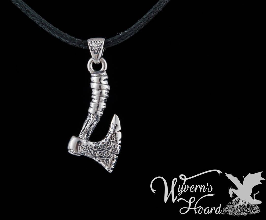 Viking Battleaxe Sterling Silver Necklace