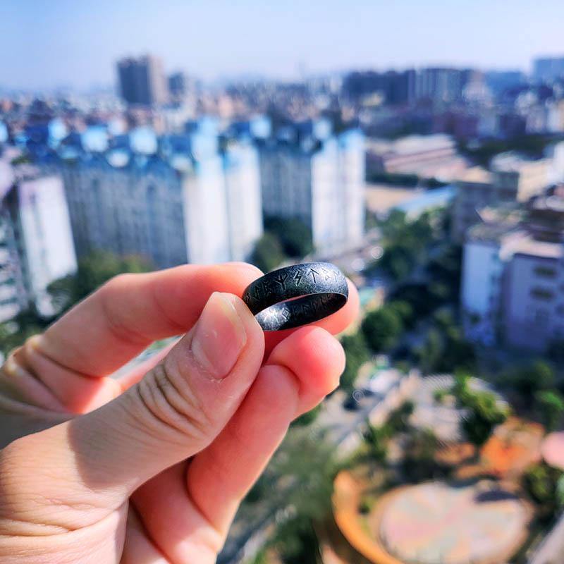 Elder Futhark Stainless Steel Ring - Wyvern's Hoard