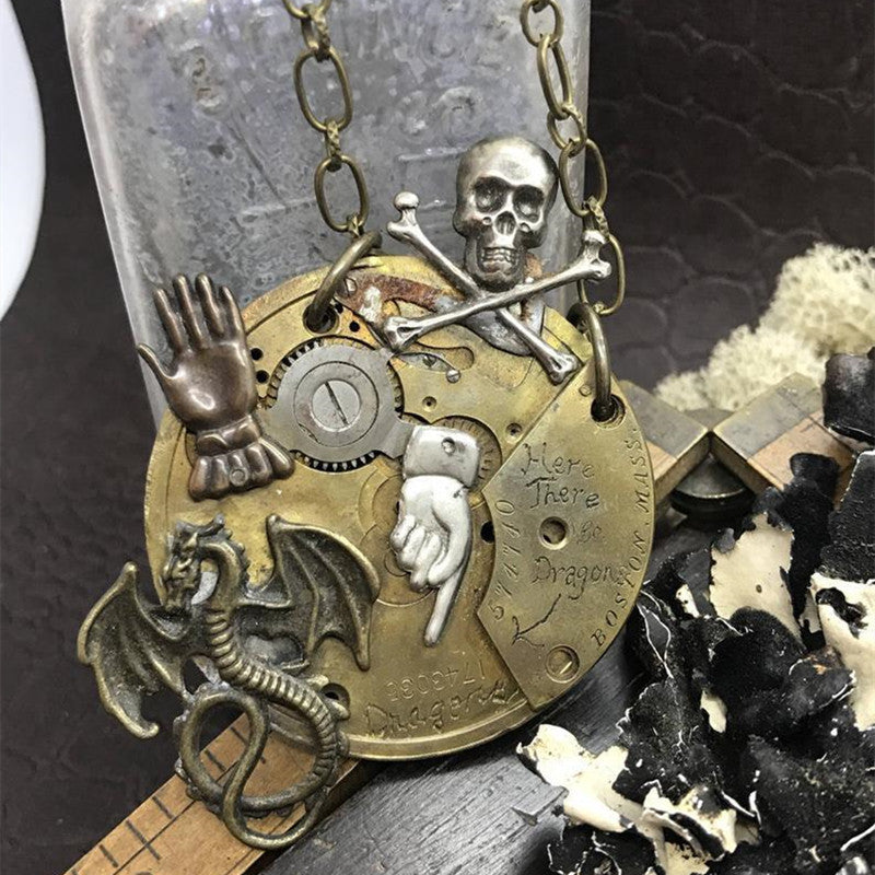 Steampunk Dragonfinder Mechanical Gear Necklace