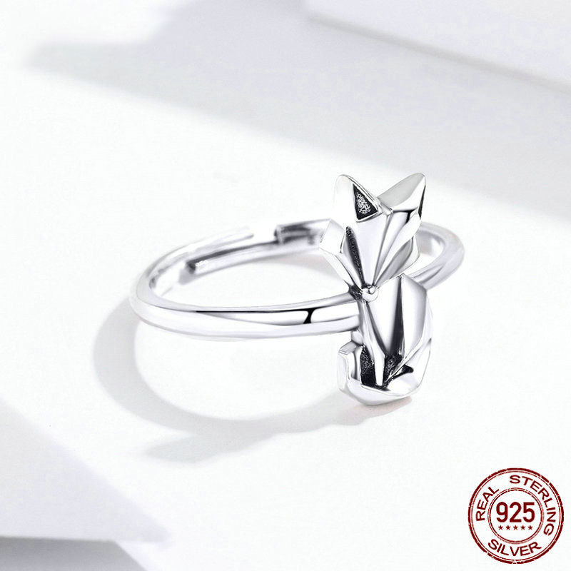 Origami Fox Sterling Silver Ring and Earrings Set