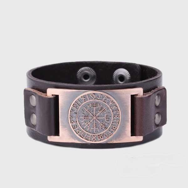 Vegvisir Leather Bracelet - Wyvern's Hoard