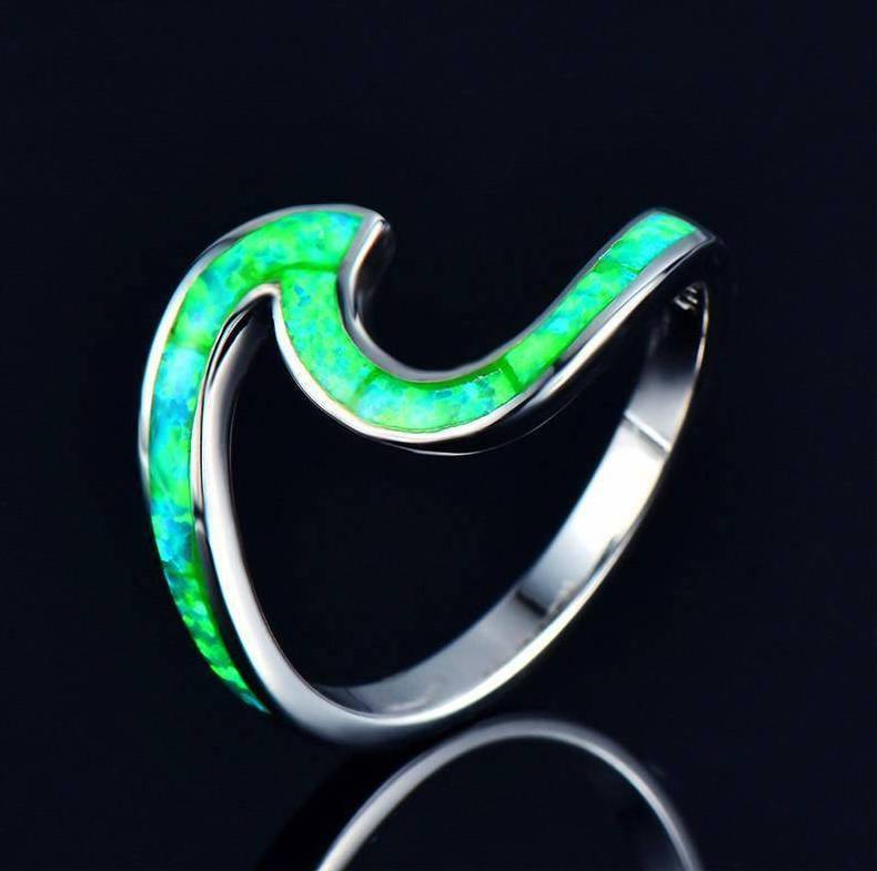 Graceful Wave Fire Opal Ring - Wyvern's Hoard