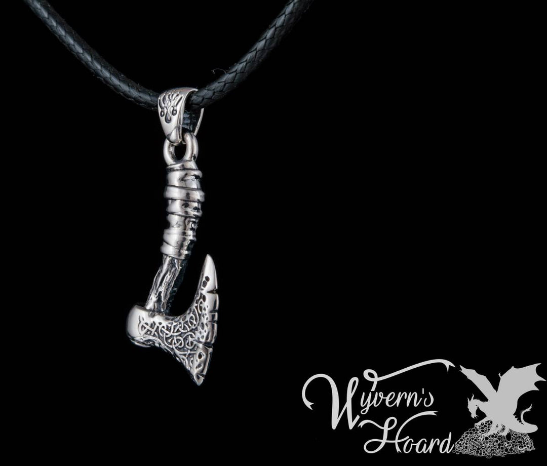Viking Battleaxe Sterling Silver Necklace