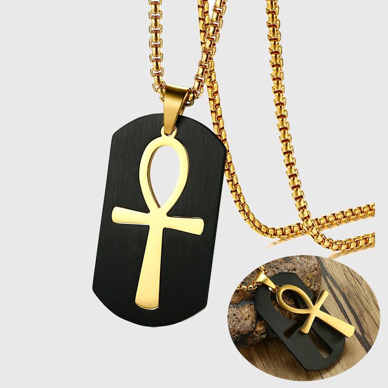 Egyptian Ankh Key of Life Tag Necklace