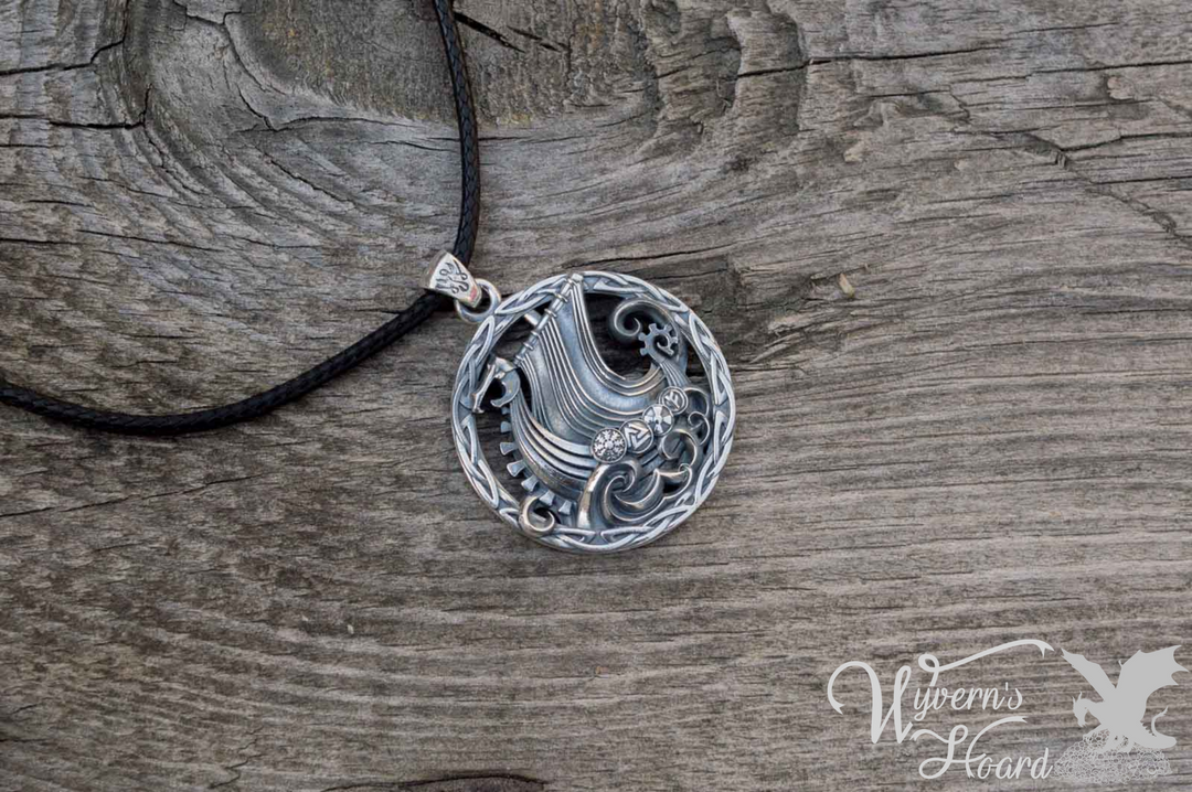 Viking Longship Sterling Silver Necklace - Wyvern's Hoard