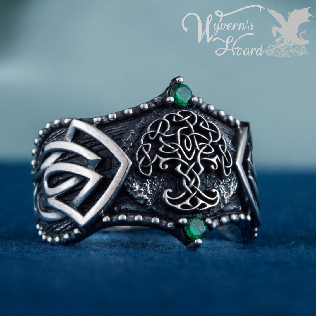 Bejeweled Yggdrasil Sterling Silver Ring