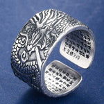 True Dragon Sutra Adjustable Sterling Silver Ring - Wyvern's Hoard