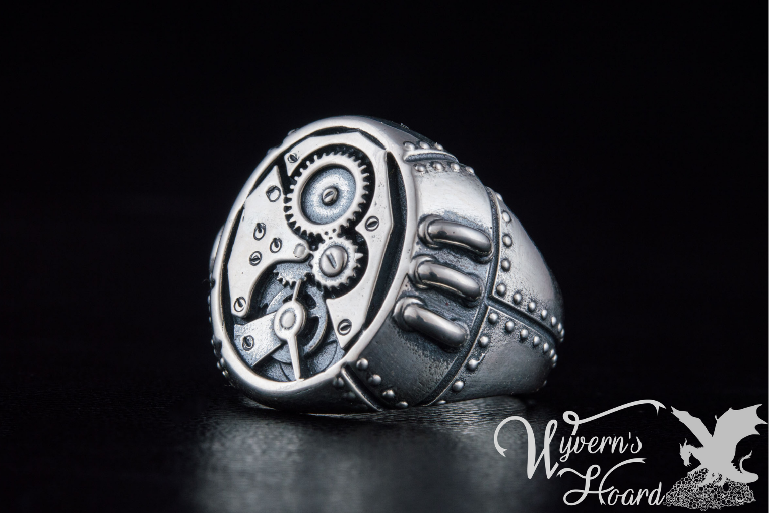 Steampunk Sterling Silver Ring - Wyvern's Hoard