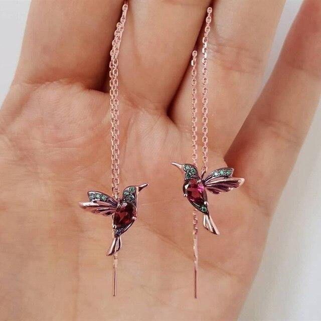 Rhinestone Hummingbird Earrings - Wyvern's Hoard