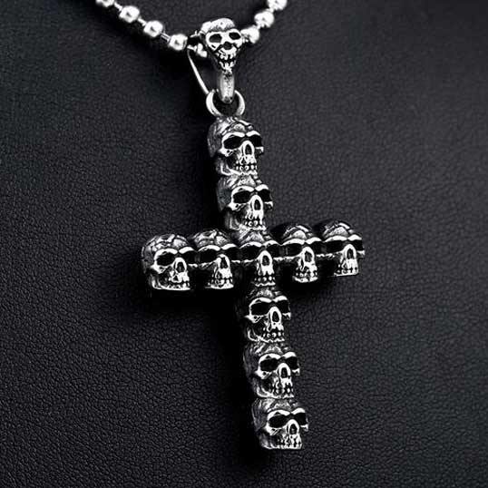 Cross of Skulls Necklace - Wyvern's Hoard