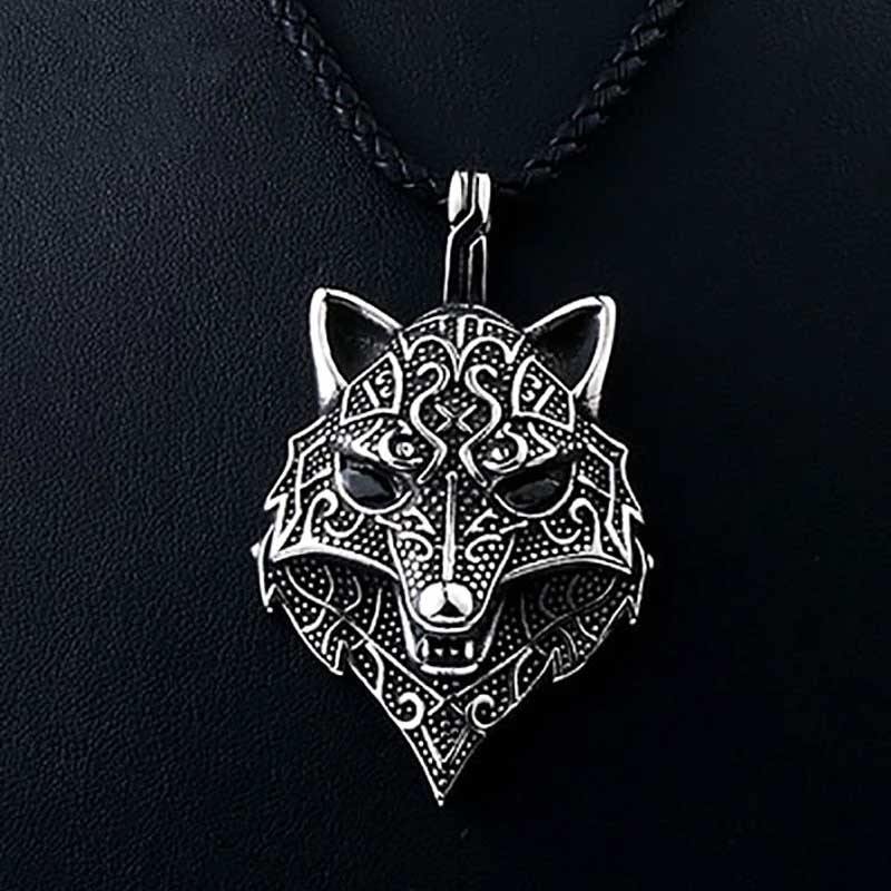 Fenrir Wolf Head Stainless Steel Necklace - Wyvern's Hoard