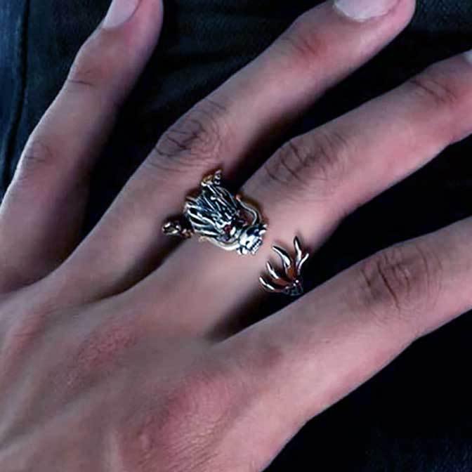 Coiled Dragon Sterling Silver Ring - Wyvern's Hoard