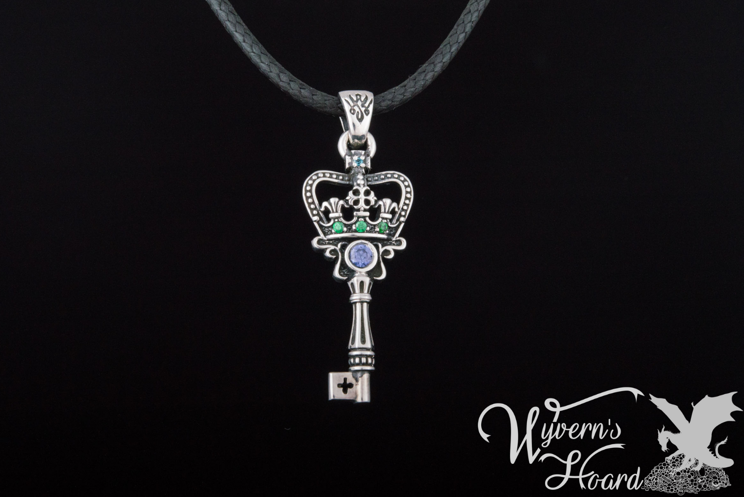 Bejeweled Crown Key Necklace