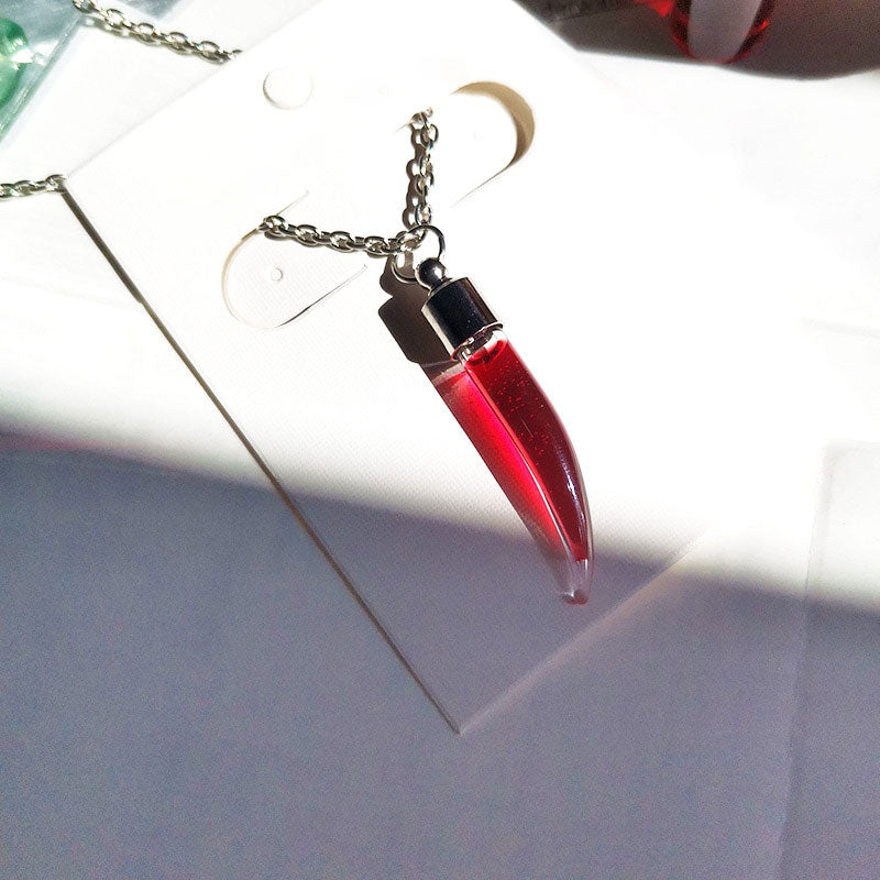 Vampire Fang Vial Necklace & Earrings