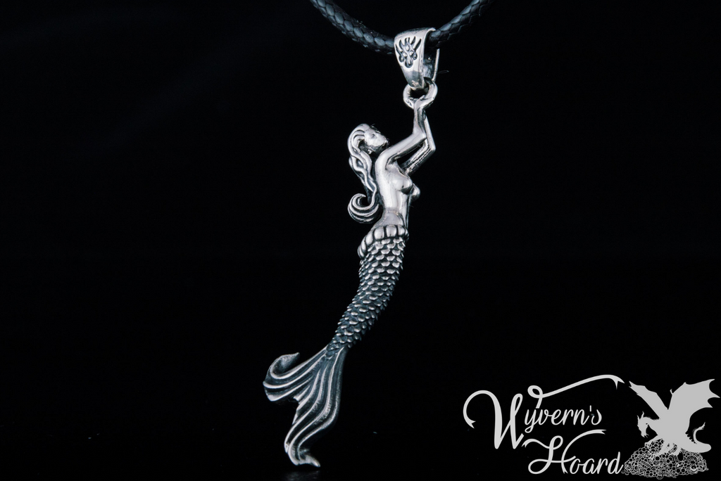 Graceful Mermaid Sterling Silver Necklace - Wyvern's Hoard