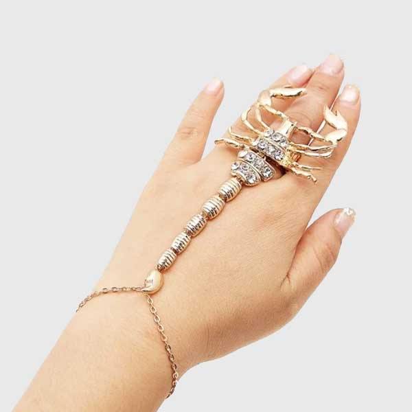 Rhinestone Scorpion Hand Bracelet - Wyvern's Hoard