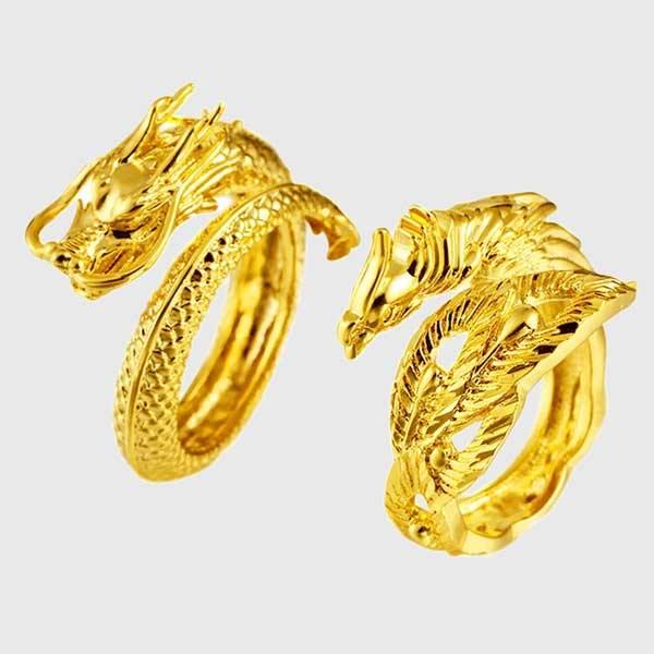Dragon Phoenix Couple Rings - Wyvern's Hoard