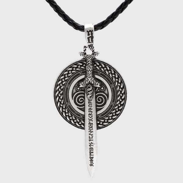 Viking Rune Sword & Shield Necklace - Wyvern's Hoard