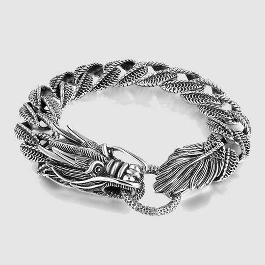 Sterling silver braided bracelet - Fierce Dragons | NOVICA