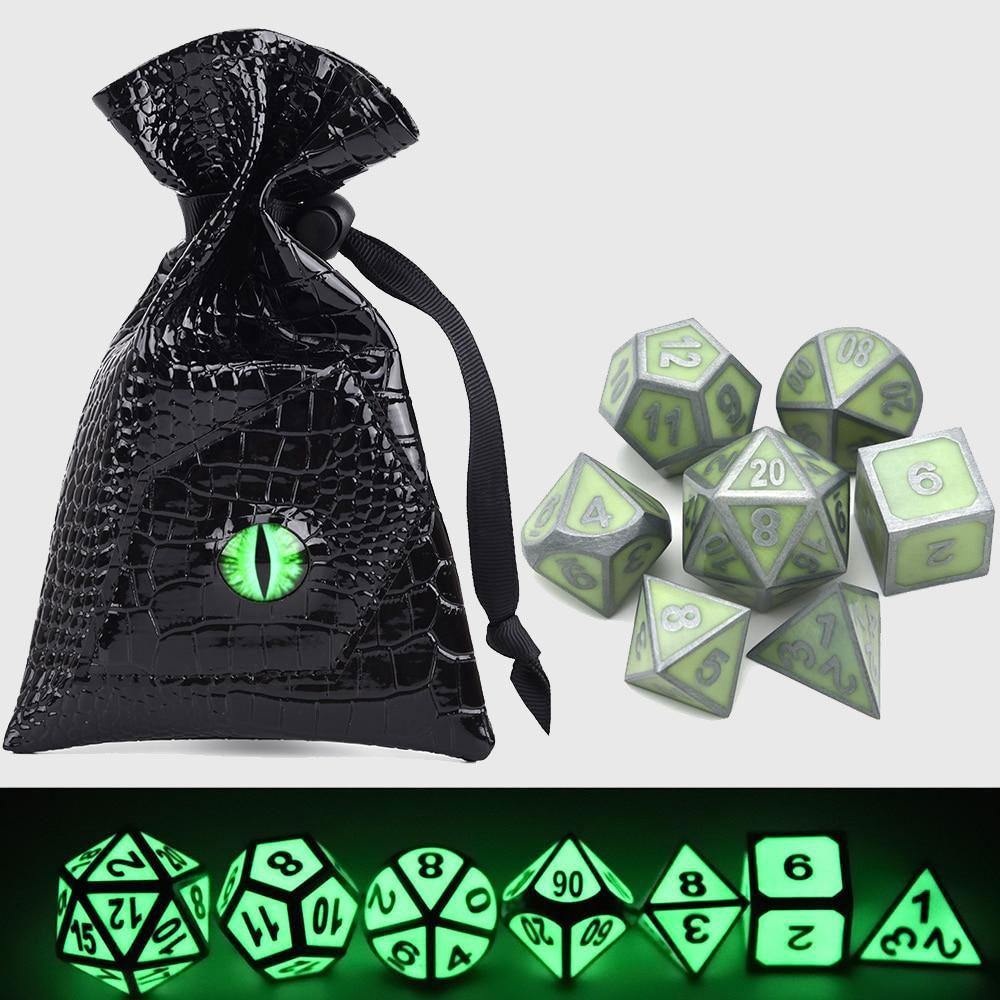 Glow in the Dark Dice With Dragon Eye Bag - Wyvern's Hoard