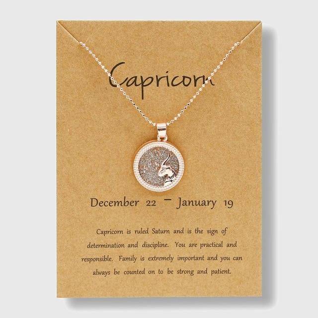 Zodiac Horoscope Rose Gold Necklace