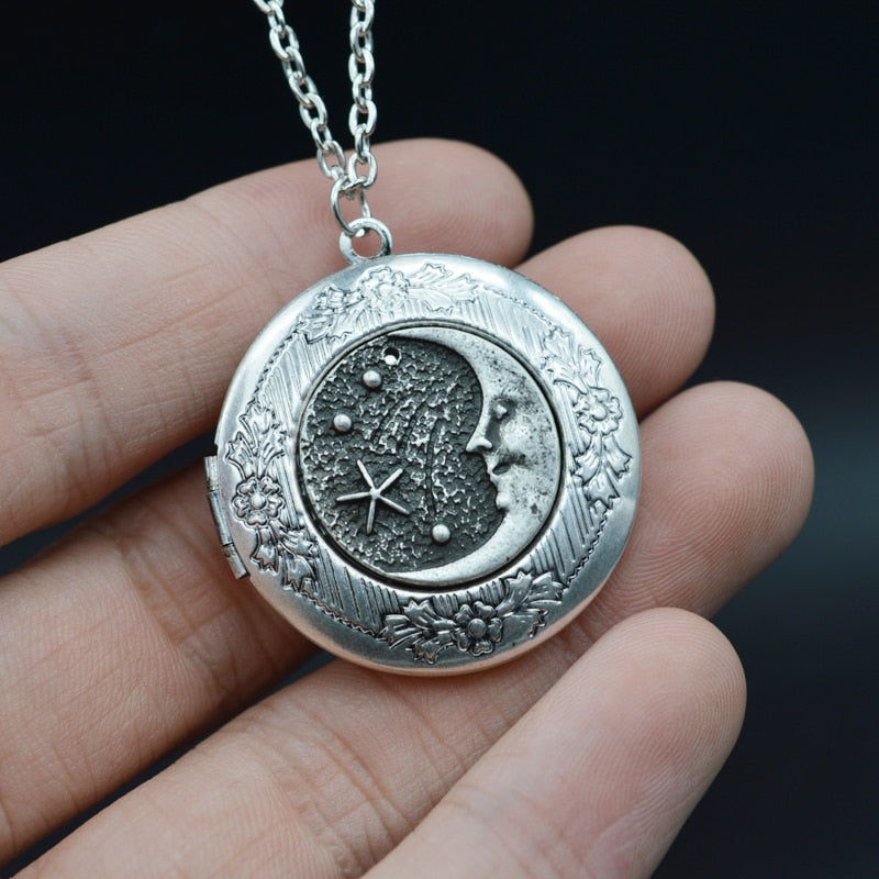 Crescent Moon Locket Necklace